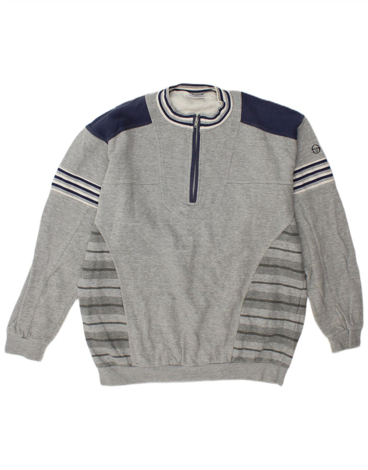 Sergio Tacchini Sweat-shirt à col zippé pour homme XL Gris Colorblock