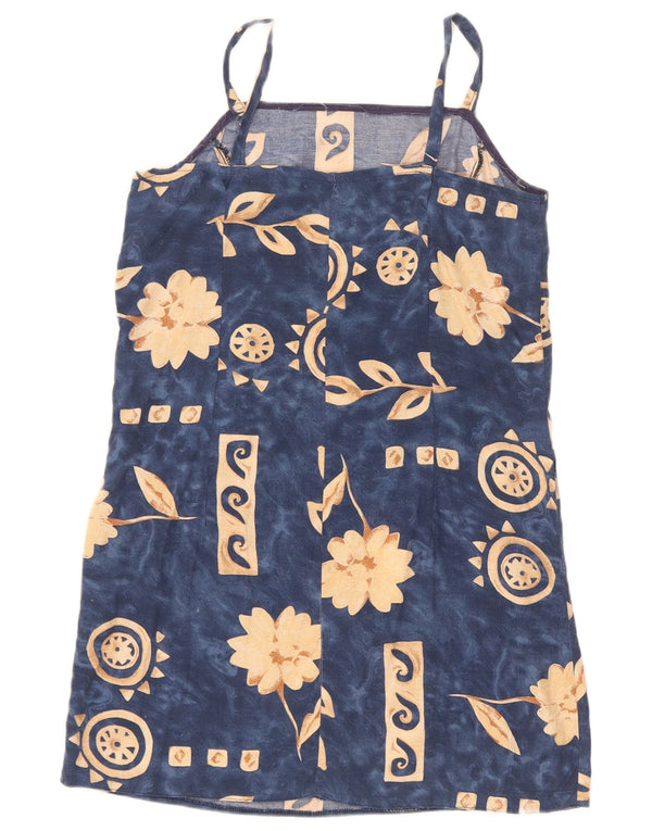 vintage Womens Sundress UK 10 Petit Bleu Marine Floral
