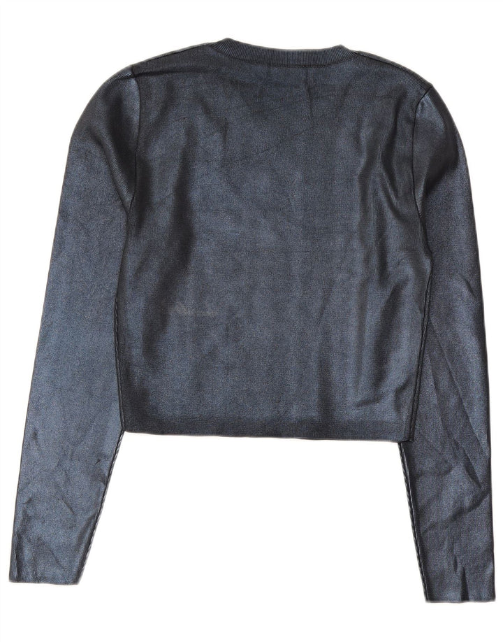 Zara Femme Crop Top UK 18 XL Bleu Marine Polyester
