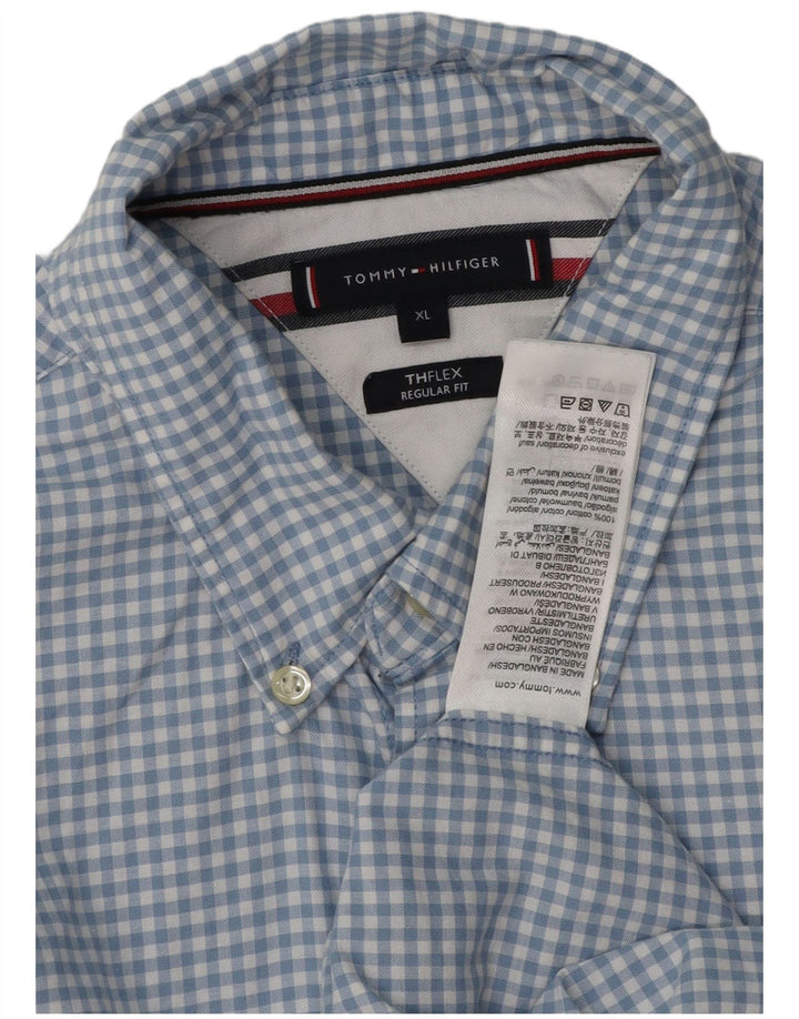 TOMMY HILFIGER Chemise Regular Fit Homme XL Bleu Carreaux Coton