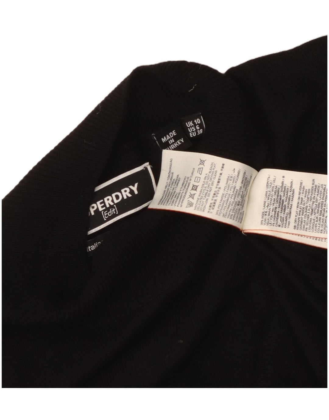 Superdry Pull surdimensionné à col roulé pour femme UK 10 Petit Noir