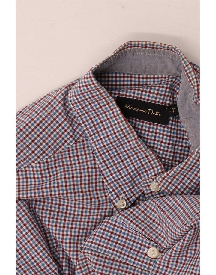 Massimo Dutti Chemise Homme Grand Carreau Bleu