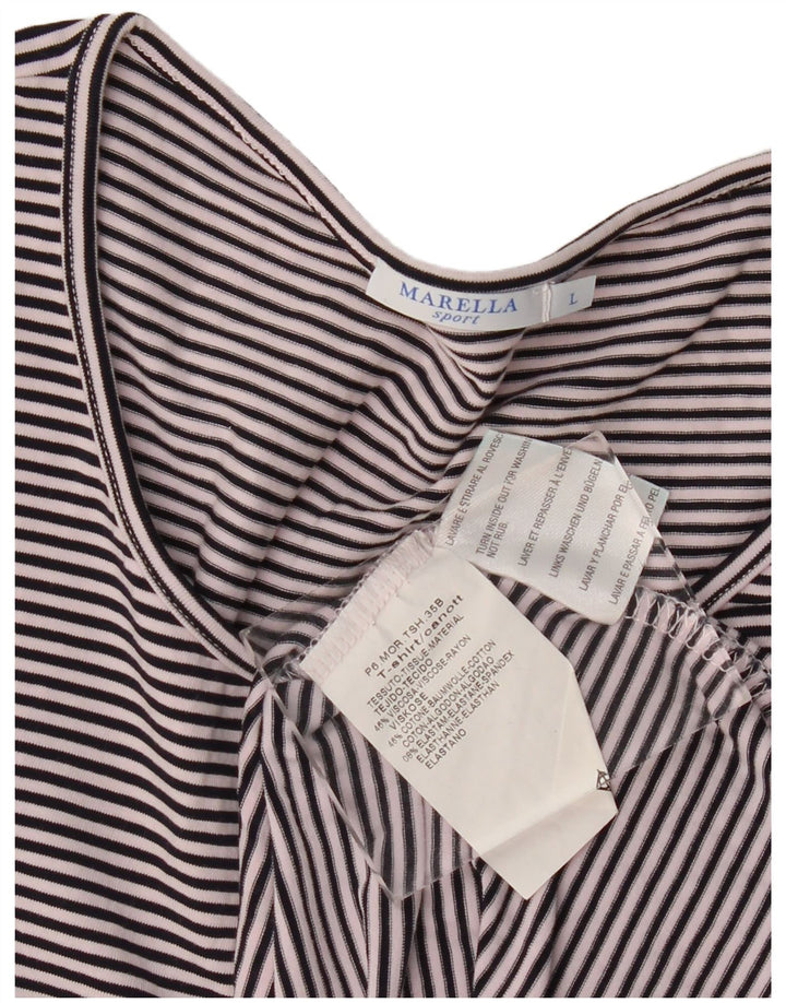 Marella Chemisier à manches 3/4 pour femme UK 16 Grandes rayures bleu marine