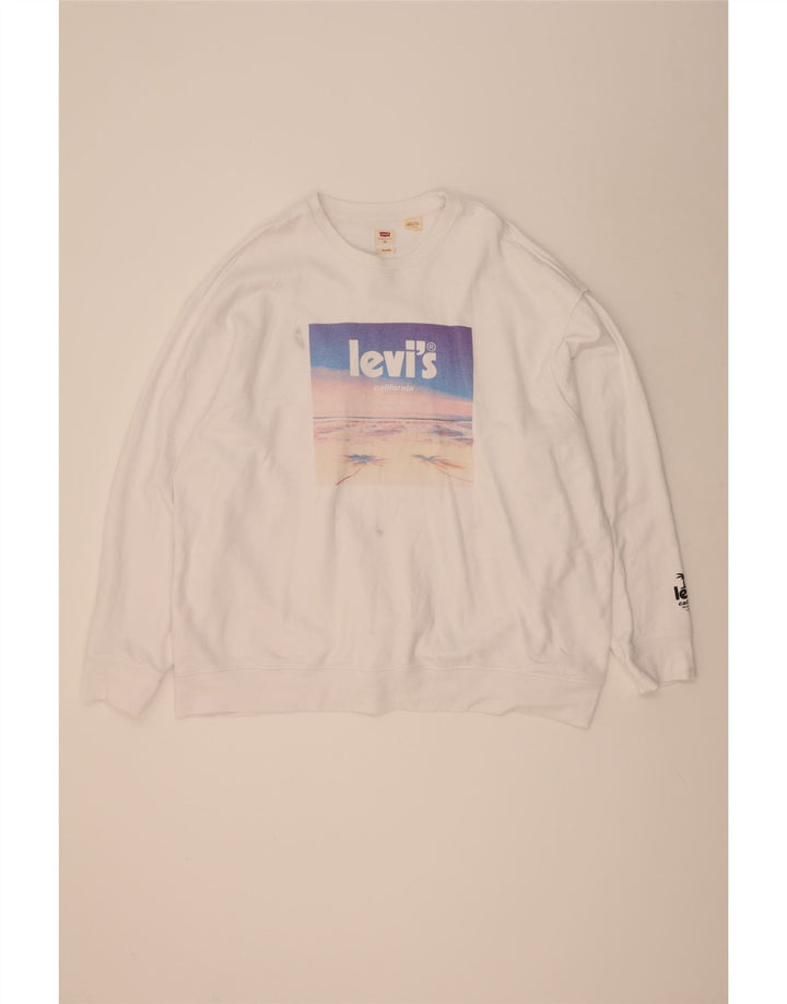 Levi's Sweat-shirt graphique coupe décontractée pour homme 2XL Blanc Coton
