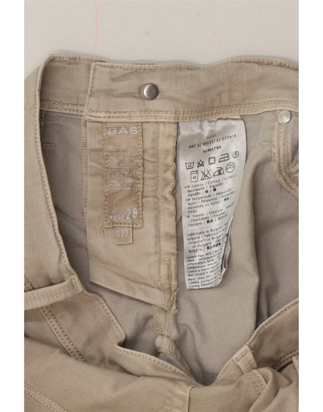 Gas Jean Slim Femme W28 L32 Coton Beige