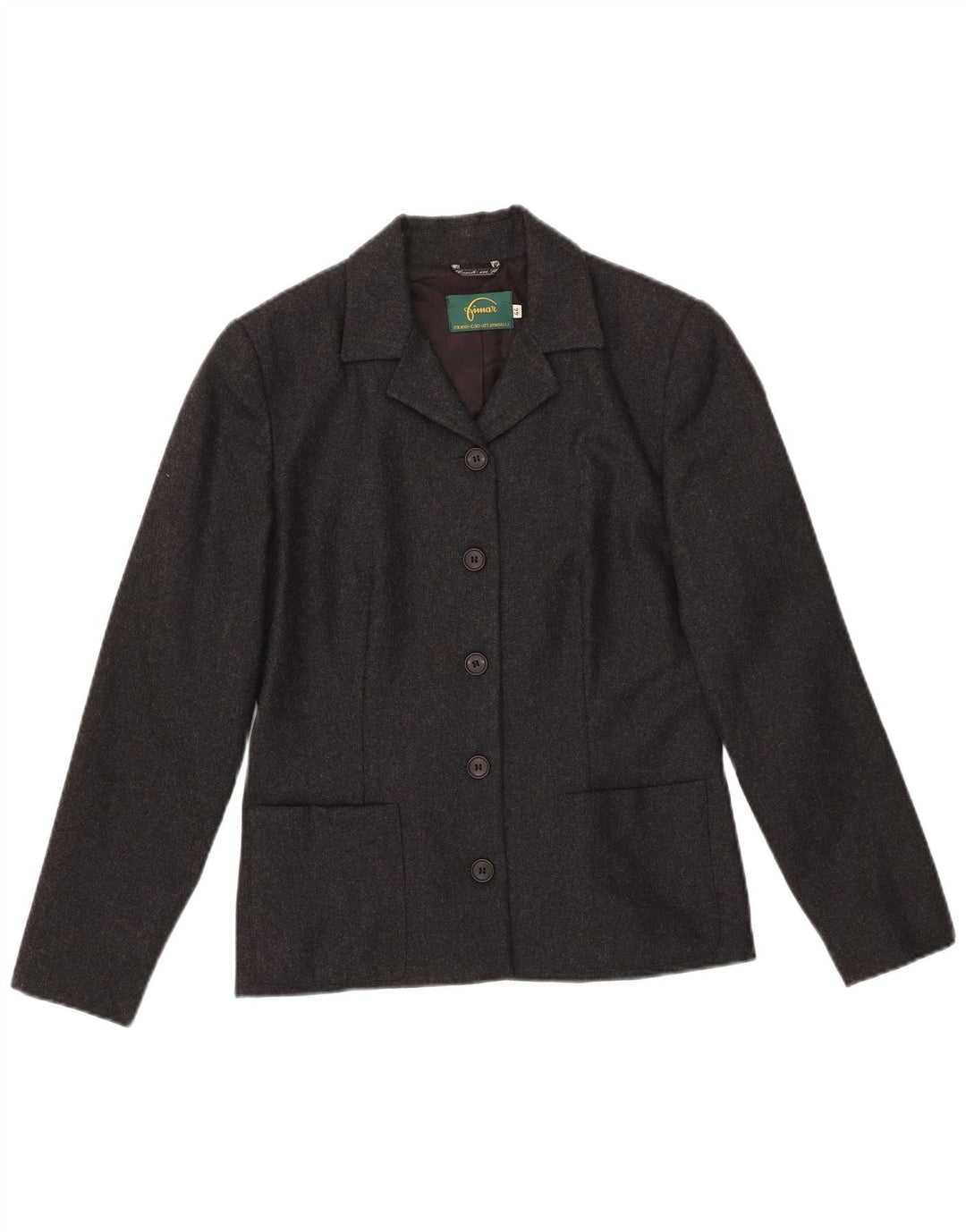VINTAGE Veste Blazer 5 Boutons Femme IT 44 Laine Mouchetée Gris Moyen
