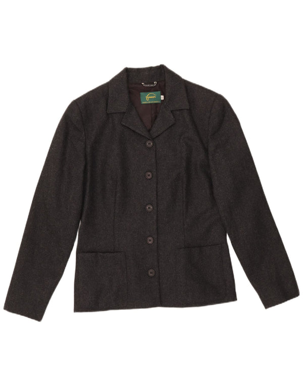 VINTAGE Veste Blazer 5 Boutons Femme IT 44 Laine Mouchetée Gris Moyen