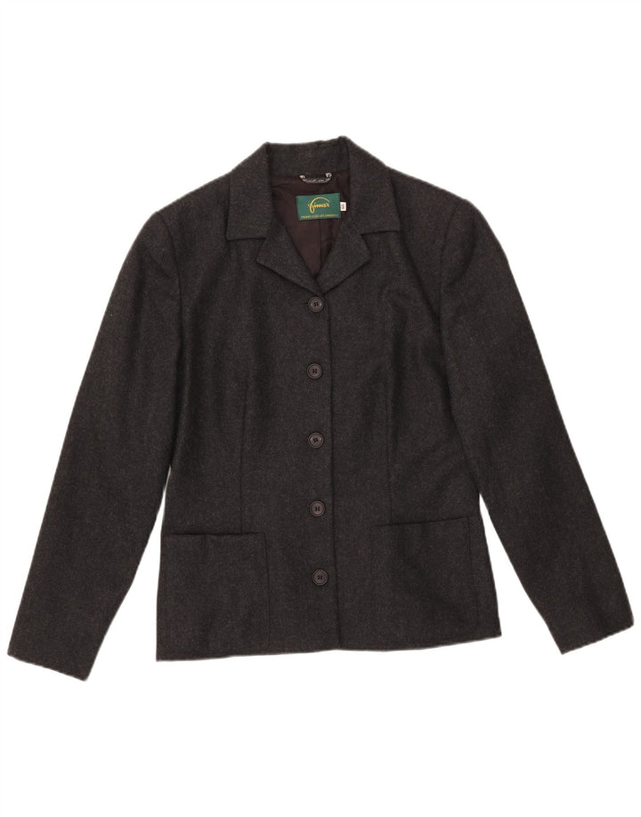 VINTAGE Veste Blazer 5 Boutons Femme IT 44 Laine Mouchetée Gris Moyen