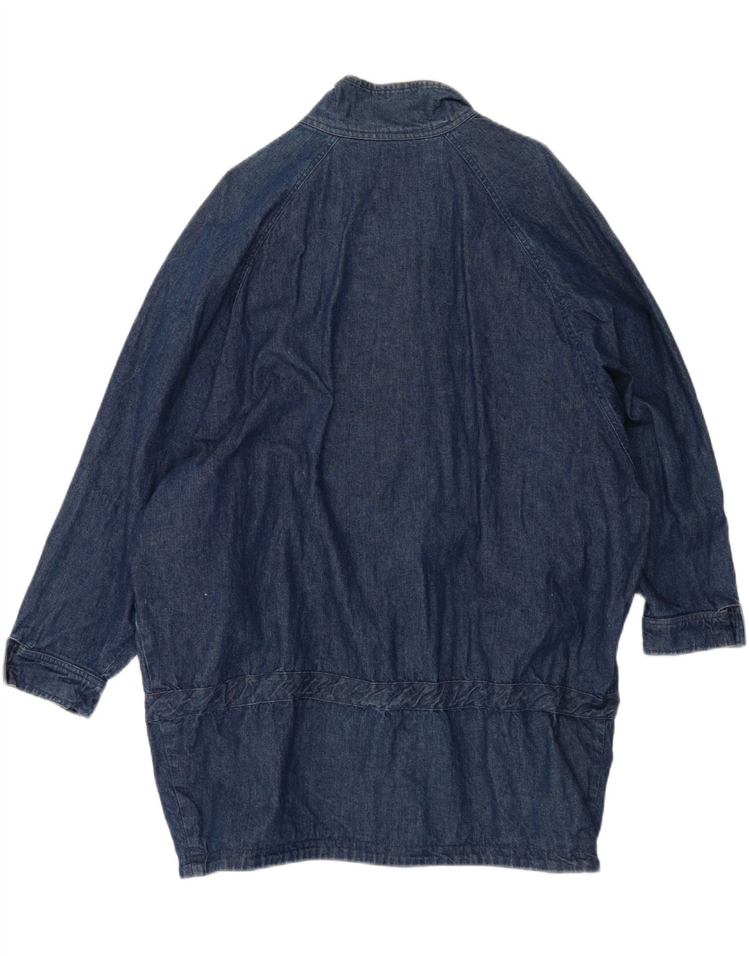 vintage Femme Manteau en denim surdimensionné EU 42 Grand Coton Bleu