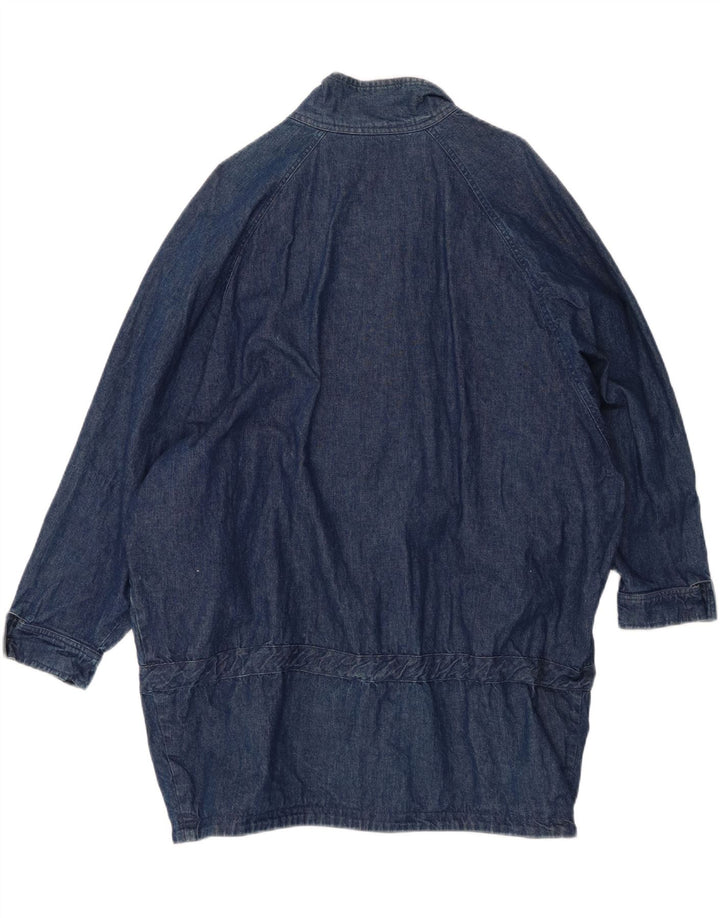 vintage Femme Manteau en denim surdimensionné EU 42 Grand Coton Bleu