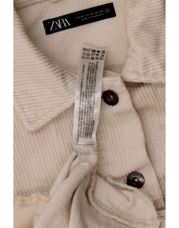 ZARA Womens Oversized Corduroy Jacket UK 14 Medium Off White Cotton Vintage Zara and Second-Hand Zara from Messina Hembry 