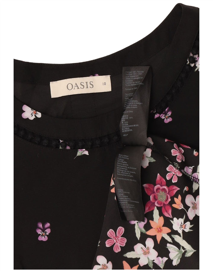 Oasis Chemisier Femme Haut UK 10 Petit Noir Floral Polyester