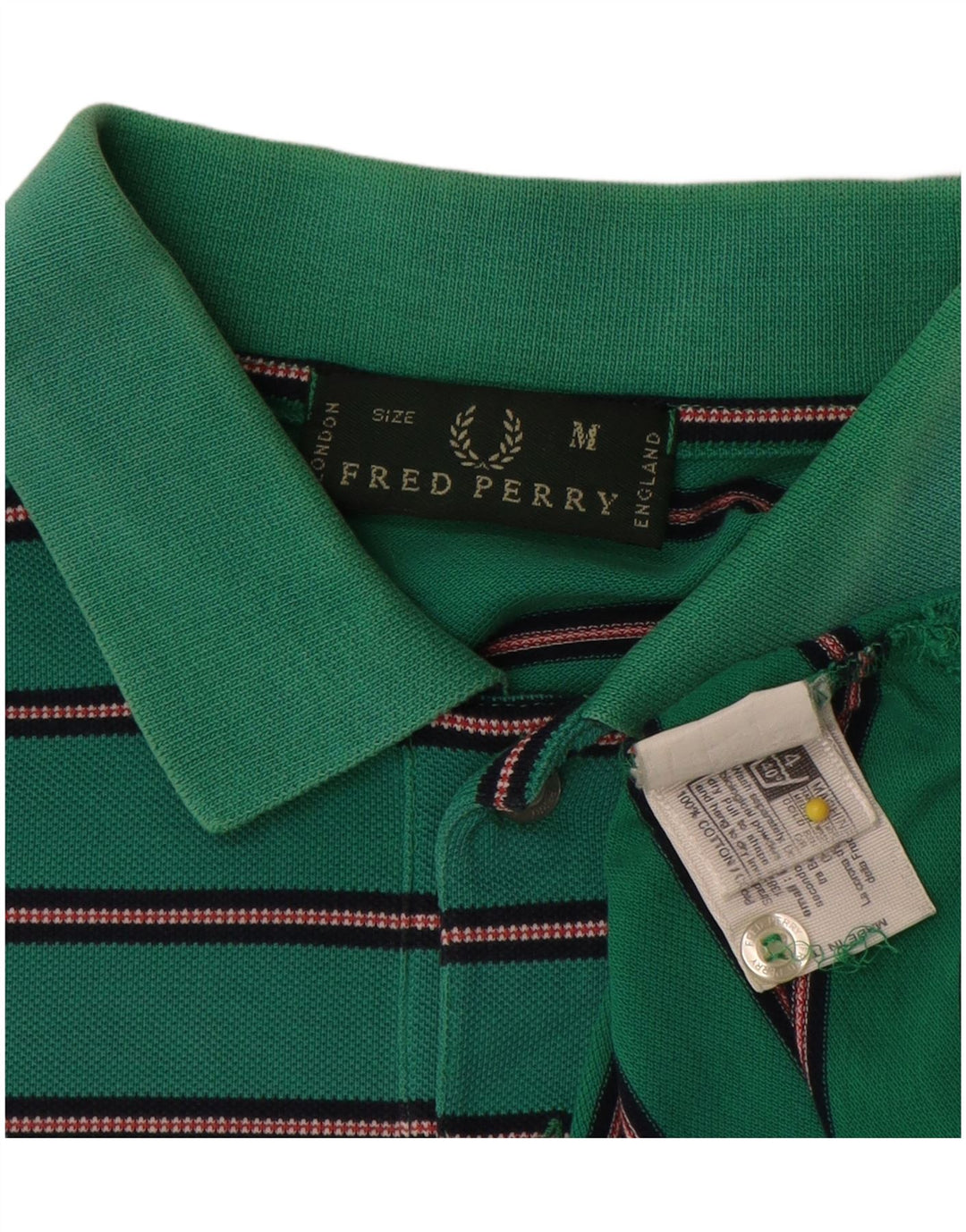 Fred Perry Polo Homme Vert Moyen Rayé Coton