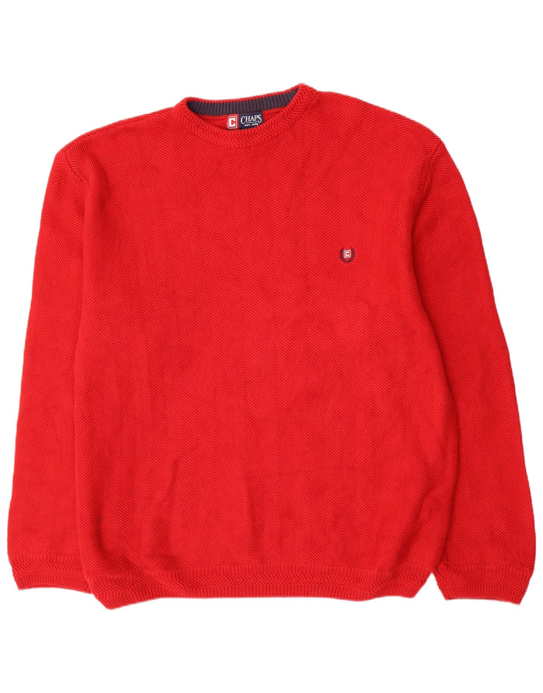 Chaps Pull col rond pour homme 2XL Rouge à chevrons en coton
