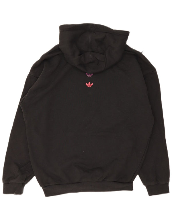 Adidas Pull à capuche surdimensionné graphique pour femme UK 6 XS en coton noir