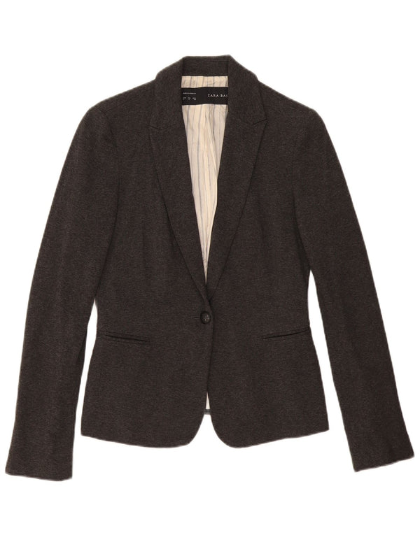 Zara Veste Blazer 1 Bouton Femme UK 10 Petit Acétate Gris