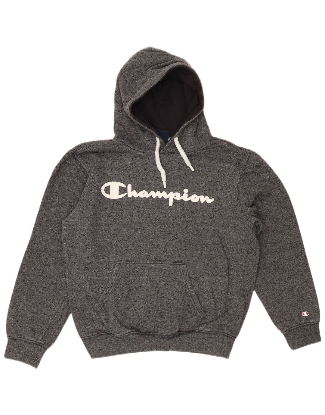 CHAMPION Pull à capuche graphique surdimensionné pour femme UK 10 Petit gris moucheté