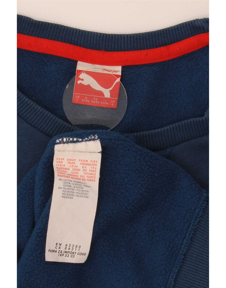 Puma Sweat-shirt graphique pour homme en coton bleu Taille L