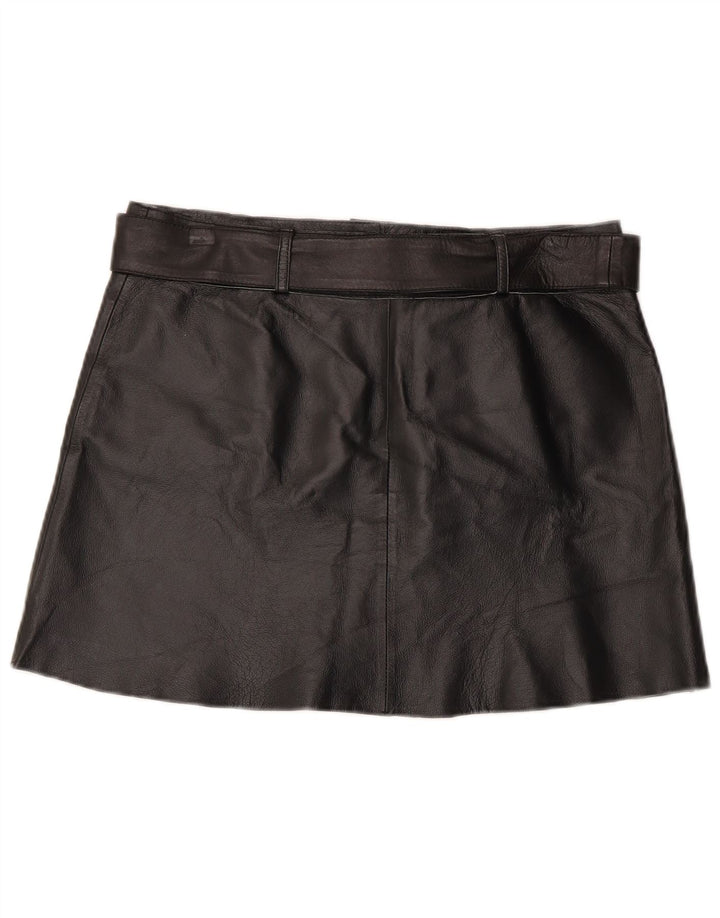 Conbipel Femme Mini Jupe En Cuir IT 44 Medium W34 Cuir Noir