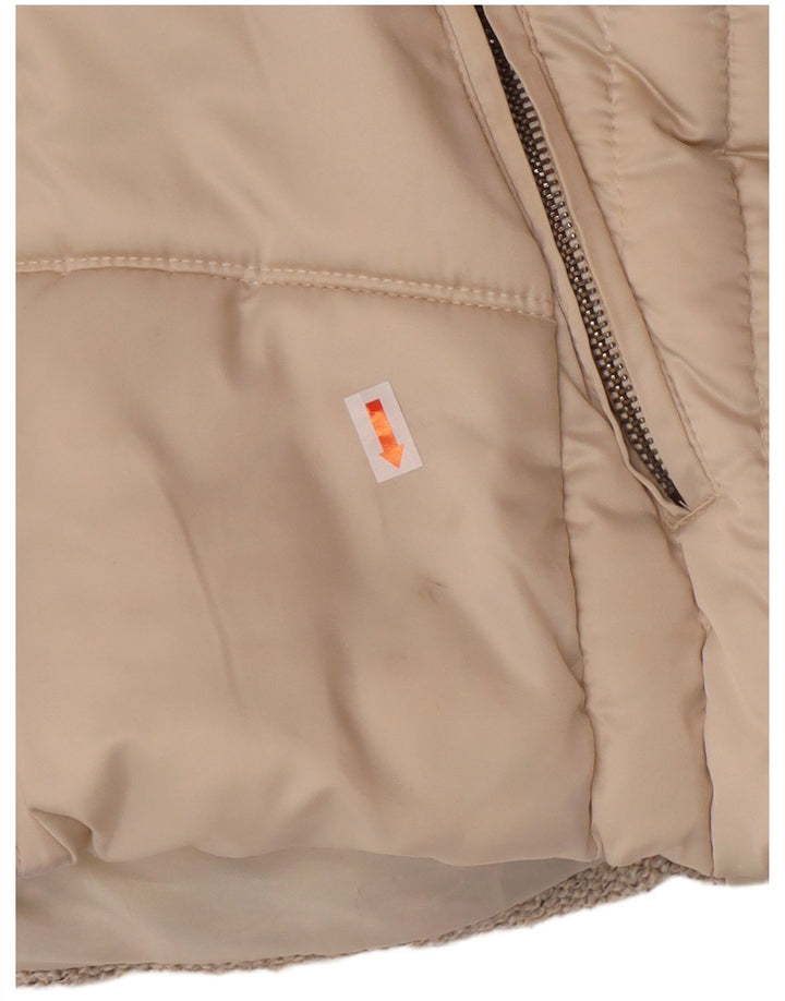 Zara Femme Gilet rembourré à capuche UK 10 Petit Polyester Beige