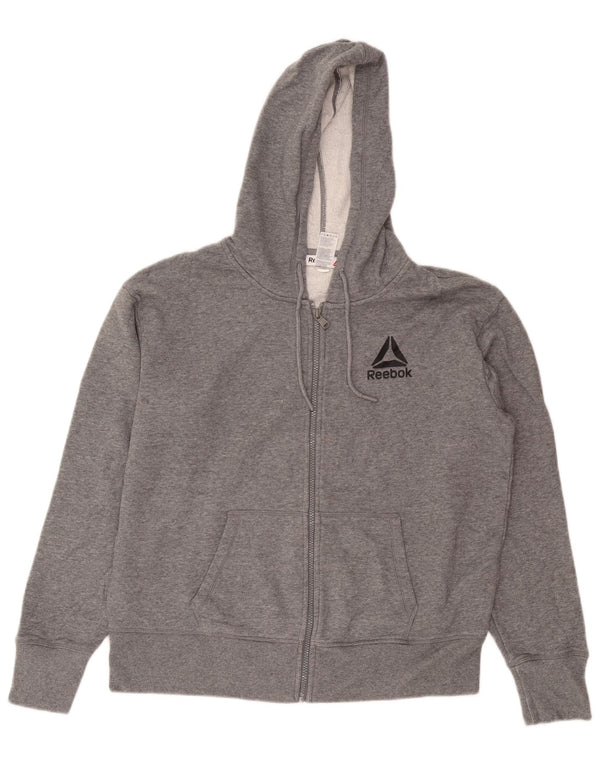 Reebok Mens Zip Hoodie Sweater Large Grey Cotton