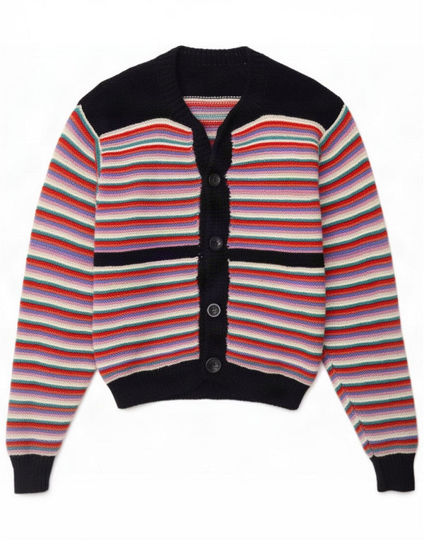 Vintage Womens Cardigan Sweater UK 14 Medium Multicolore Rayé