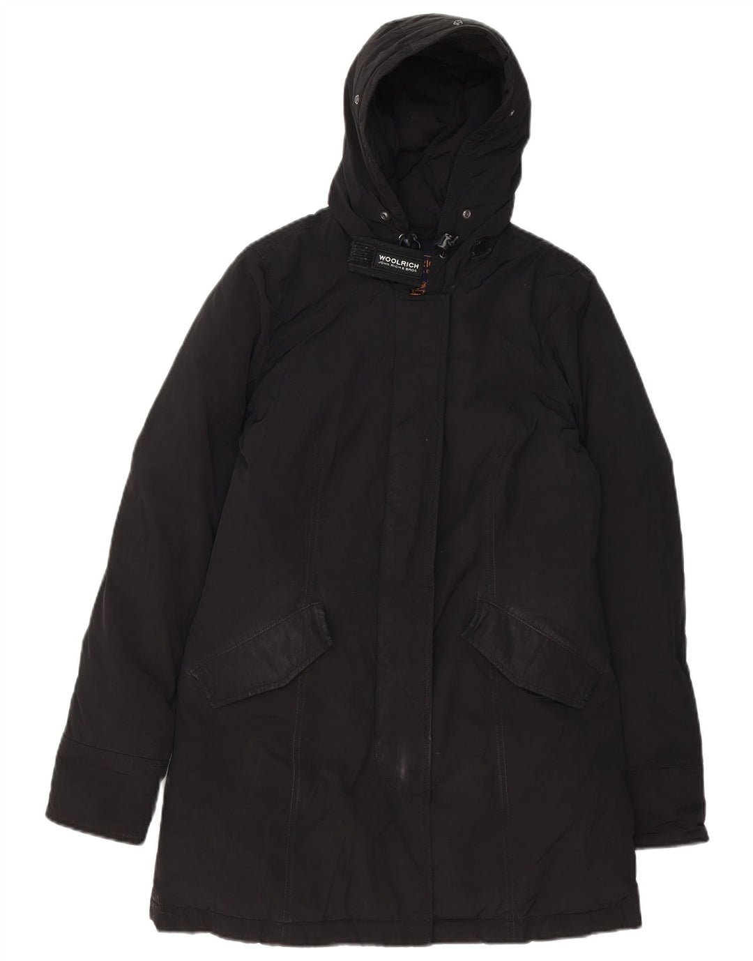 WOOLRICH Womens Oversized Hooded Padded Jacket UK 6 XS Black Polyester