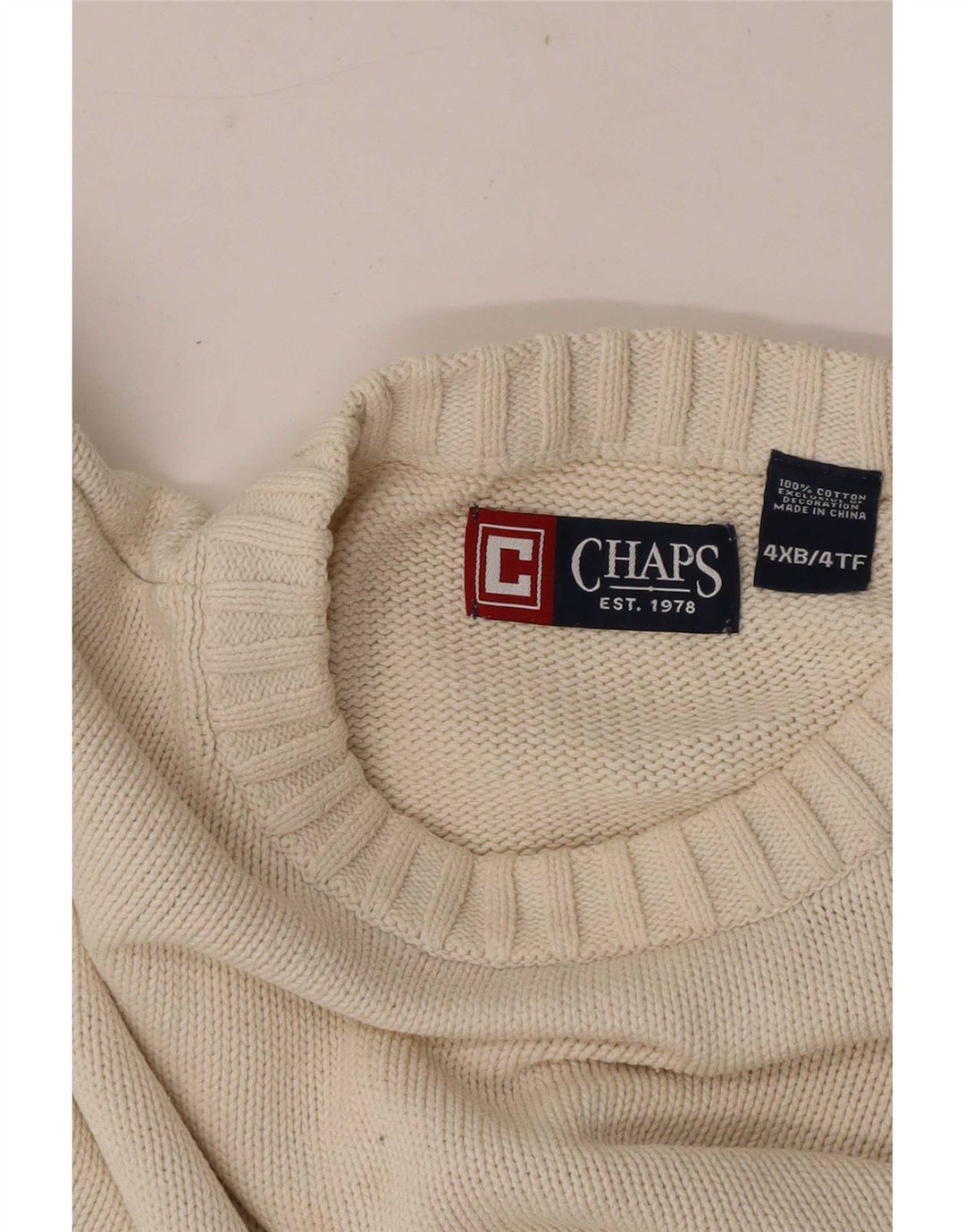 Chaps Pull à col rond pour homme 4XL en coton beige