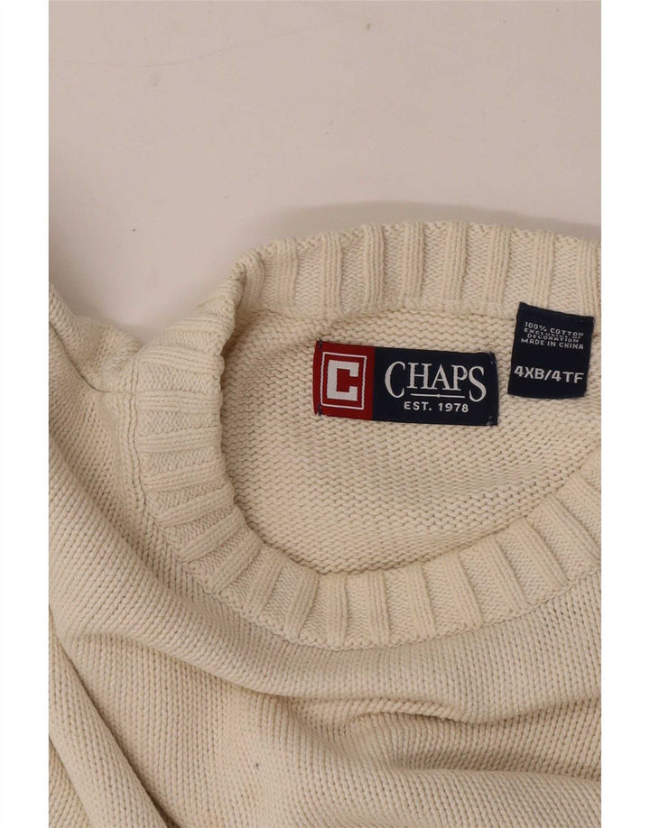 Chaps Pull à col rond pour homme 4XL en coton beige