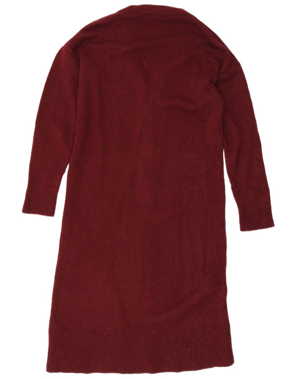 Massimo Dutti Pull cardigan long pour femme UK 10 Petite laine bordeaux