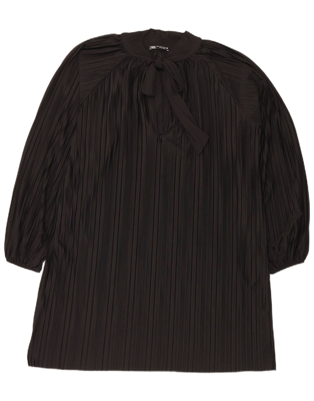 Zara Robe droite surdimensionnée à nouer sur le devant pour femme UK 14 Noir moyen rayé