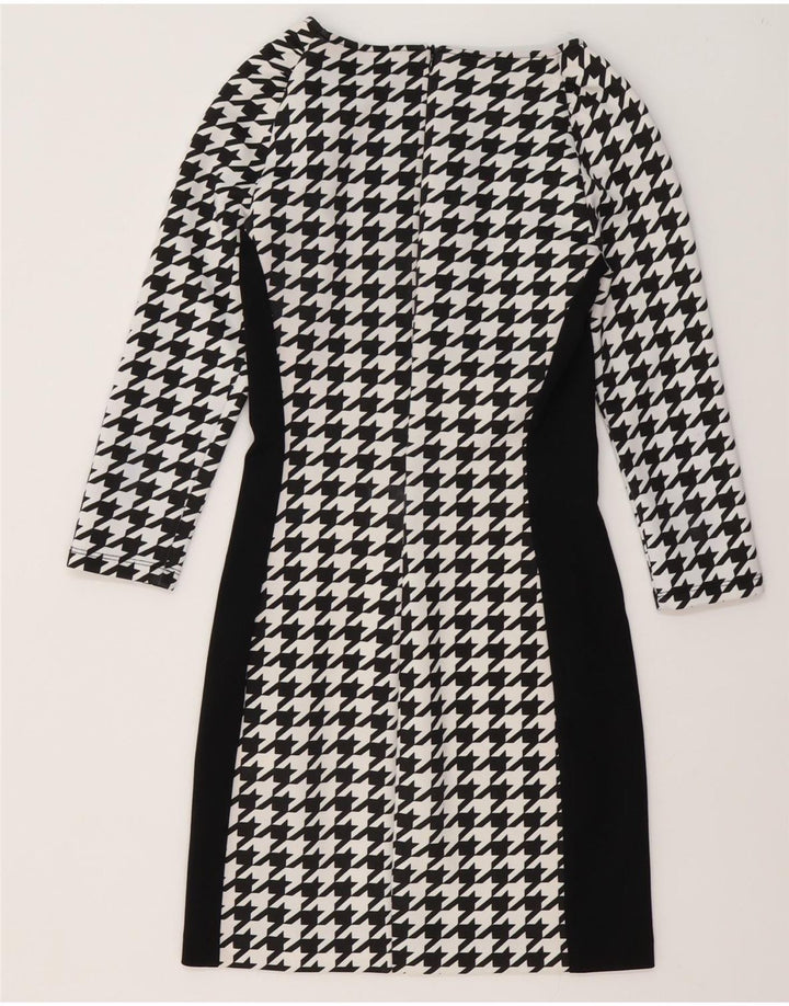 Coveri Robe fourreau à manches longues pour femme IT 40 Petit pied-de-poule noir