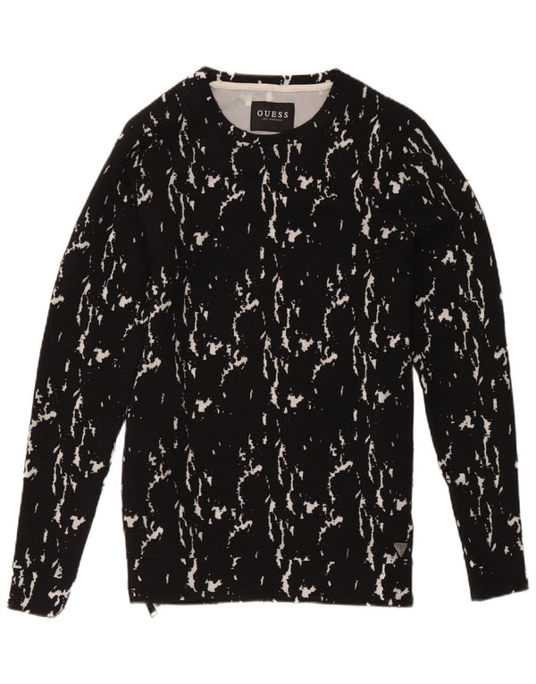 Guess Sweat-shirt à motif abstrait pour hommes, petit coton noir