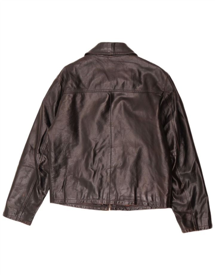 veste en cuir femme vintage UK 14 Brun moyen