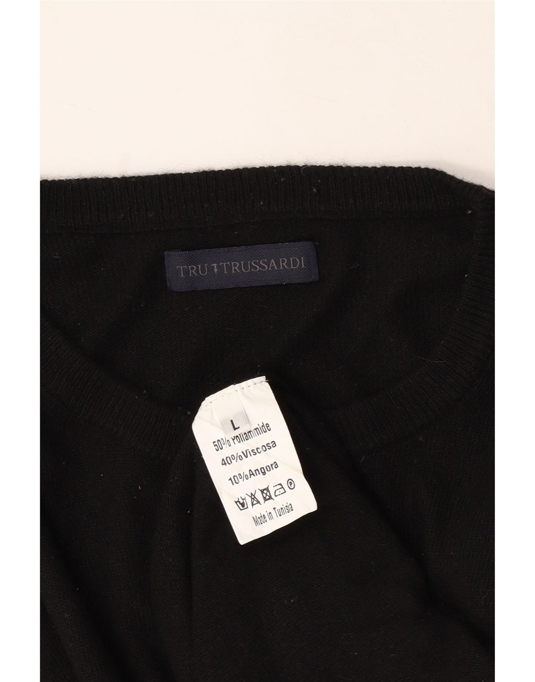 TRUSSARDI Pull Col Bateau Homme Large Noir Polyamide