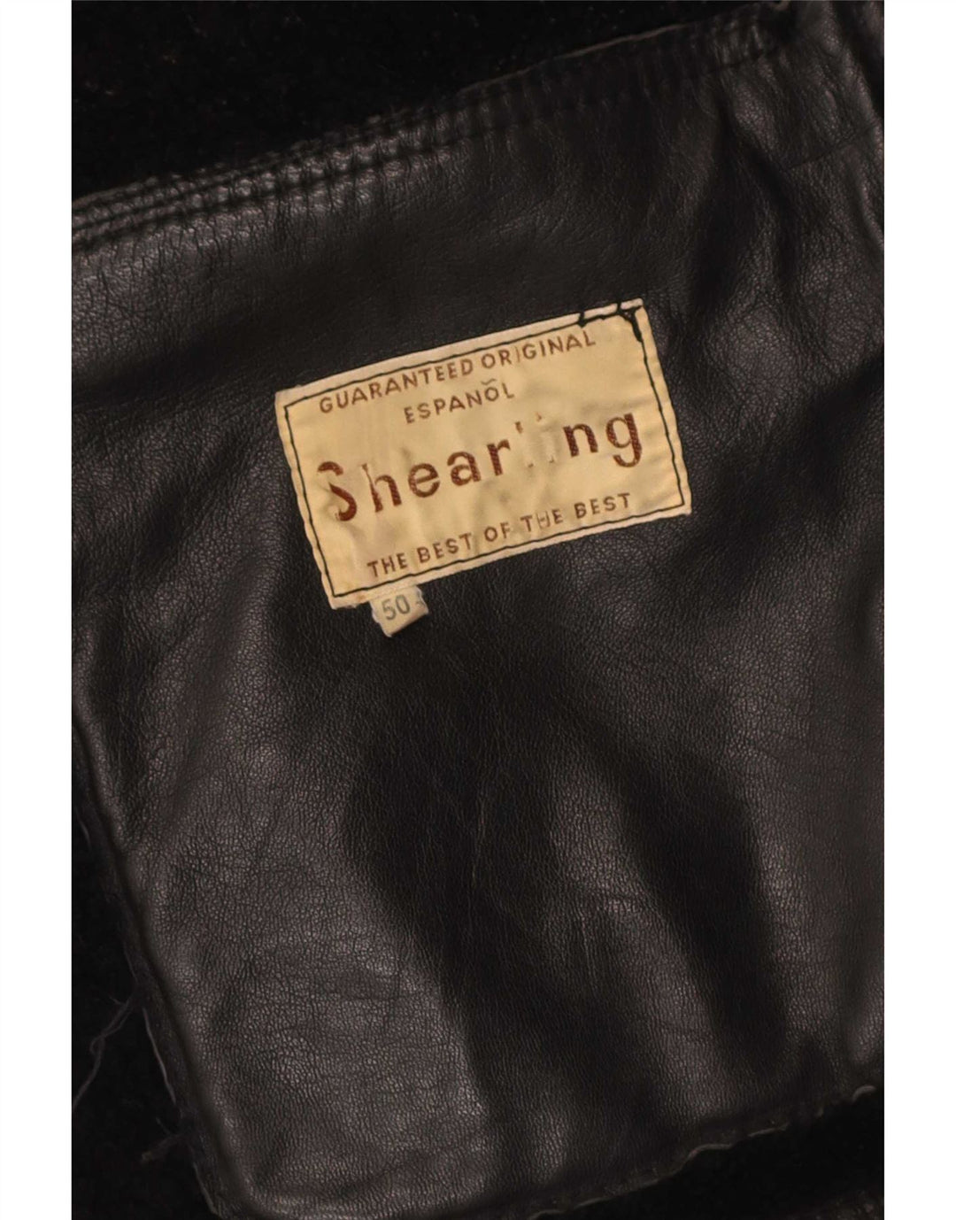 Veste Shearling Homme Vintage IT 50 Grand Cuir Noir