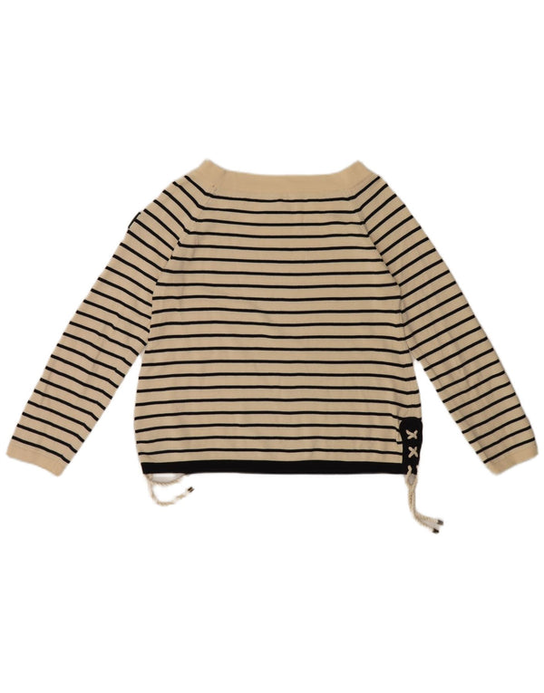 Marina Yachting Pull col bateau pour femme UK 14 Grand blanc rayé