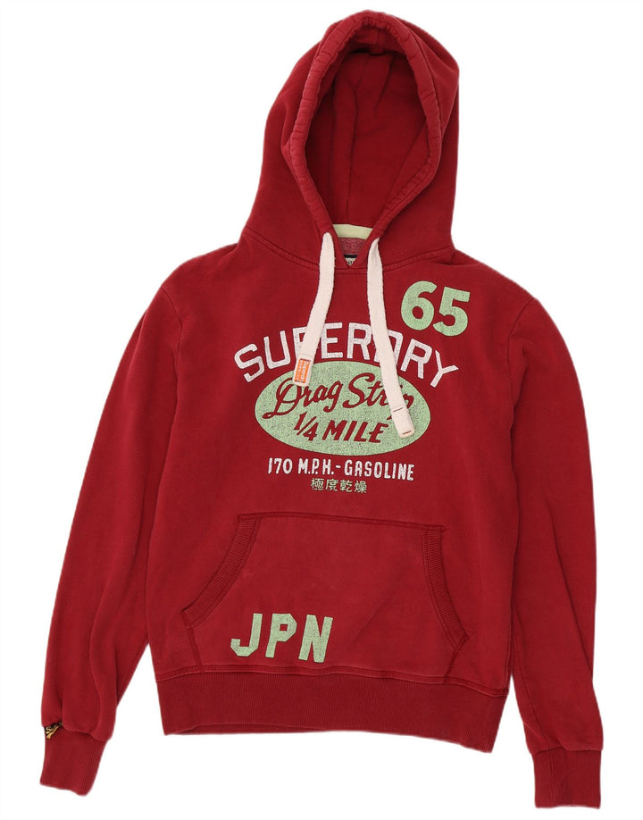 Superdry Pull à Capuche Graphique Homme Rouge Moyen Coton