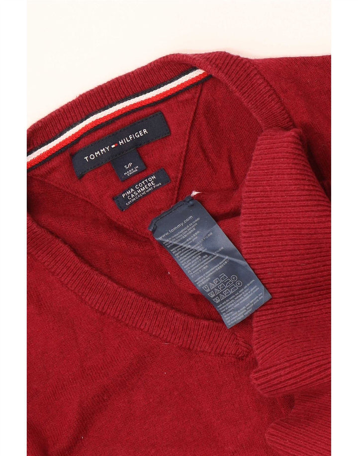 Tommy Hilfiger Pull col V pour homme en coton rouge Petit