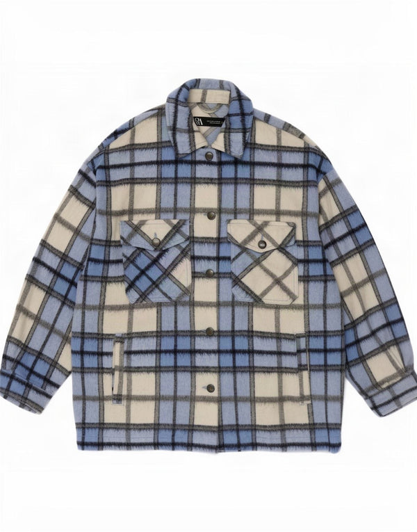 Veste Shacket surdimensionnée Zara pour femme UK 10 Small Blue Plaid