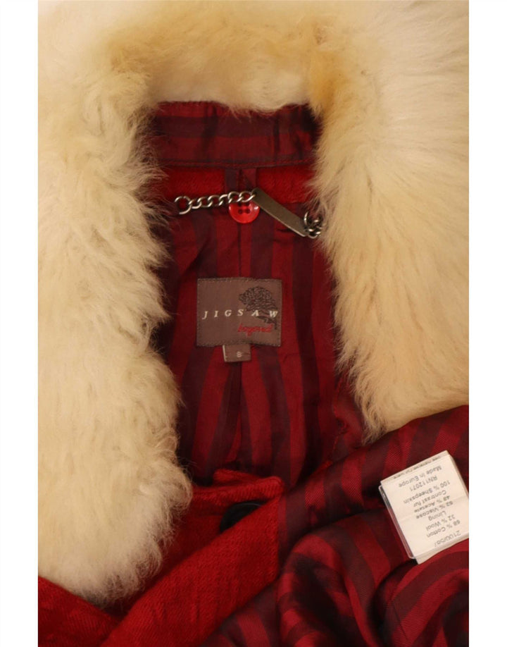 Jigsaw Pardessus Femme UK 8 Petit Carreau Rouge Coton