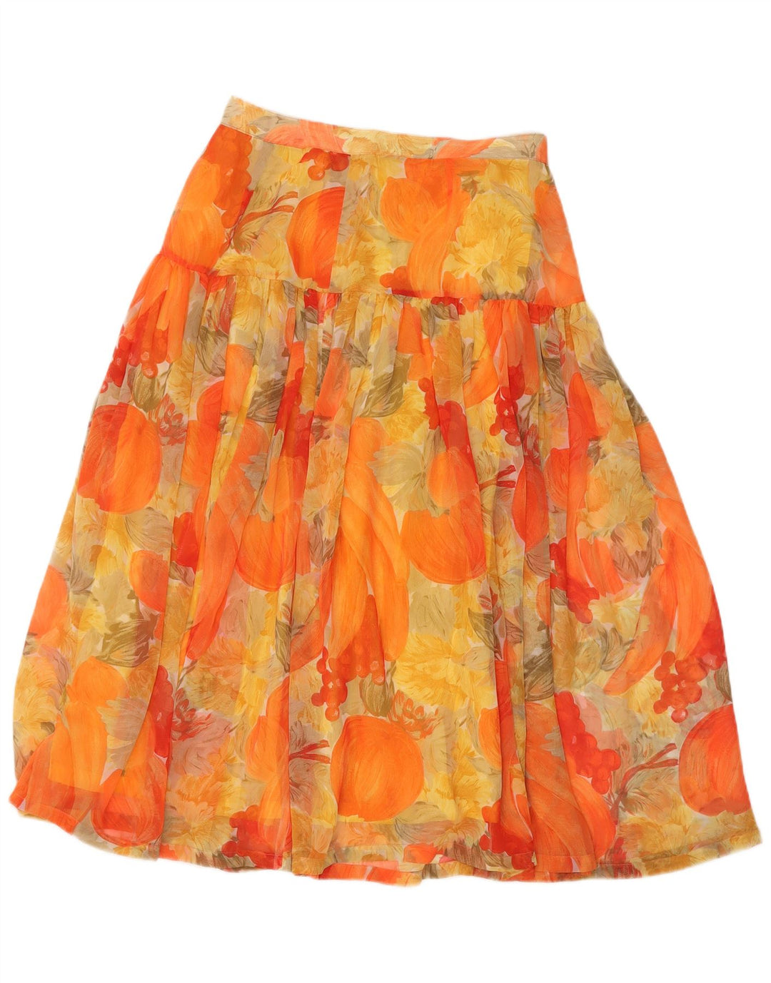 vintage Femme A-Line Jupe W30 Moyen Orange Floral