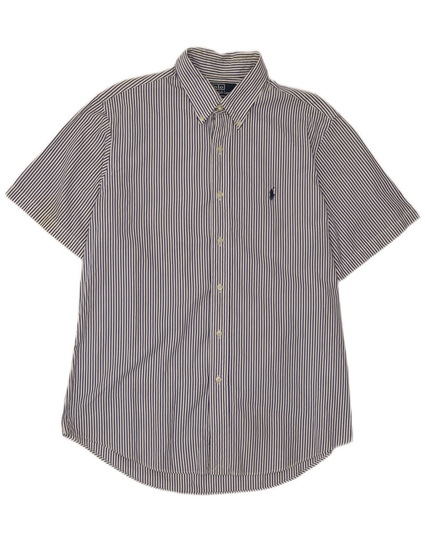 Polo Ralph Lauren Chemise à manches courtes pour homme Taille 42 16 1/2 Grand Bleu Rayé