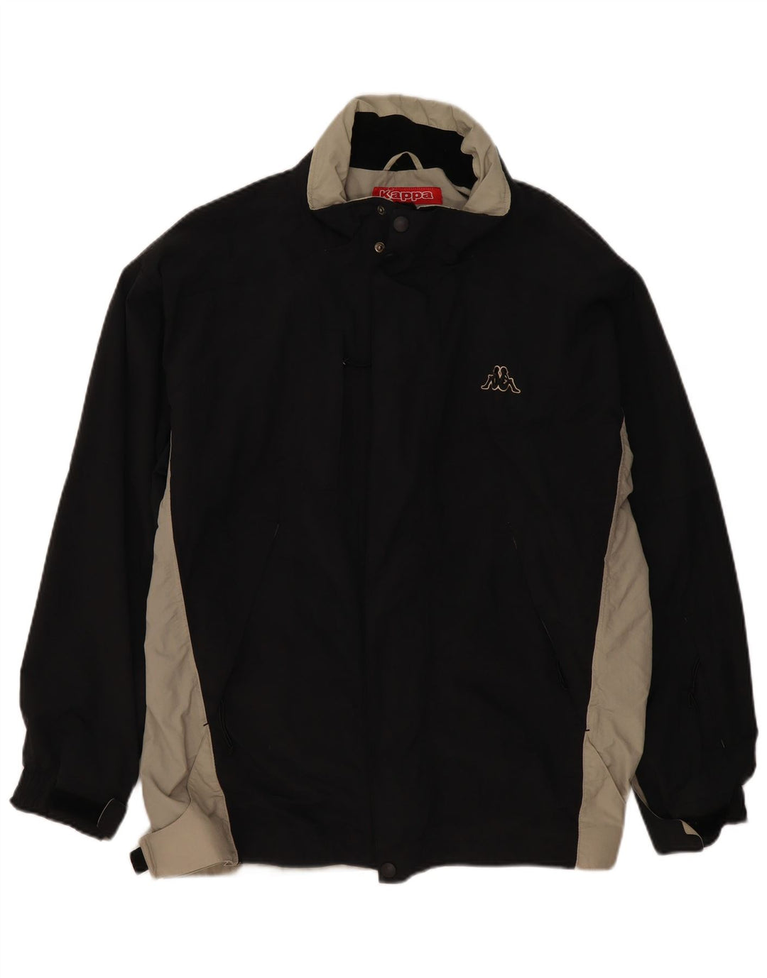 KAPPA Veste coupe-vent pour homme UK 40 Large Noir Colourblock Polyamide