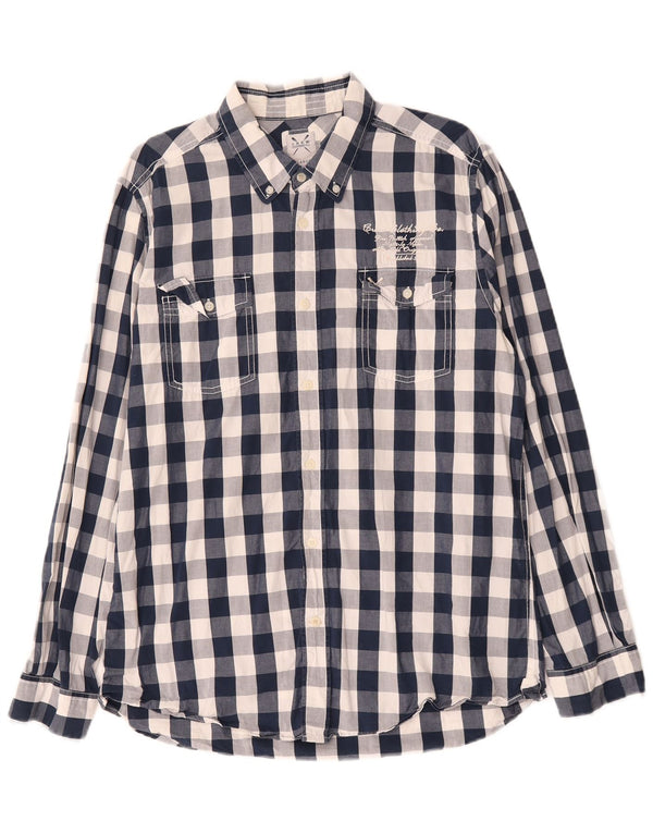Crew Clothing Chemise coupe ajustée XL en coton vichy bleu marine