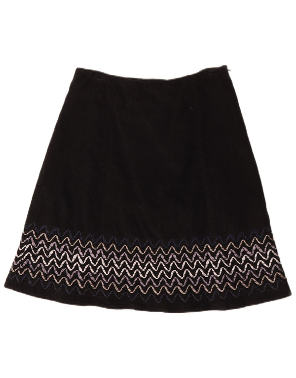 Jupe Boden en velours côtelé pour femme UK 10 Small W28 Chevron noir