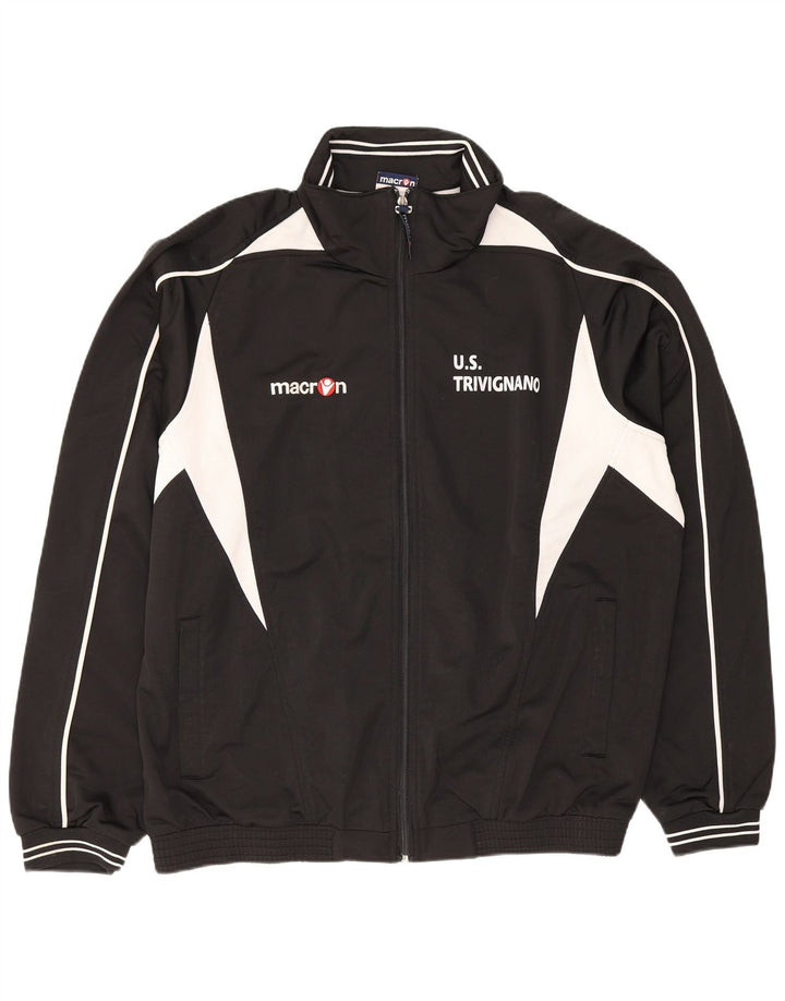 Macron Veste de survêtement graphique pour homme Taille L en polyester color block noir