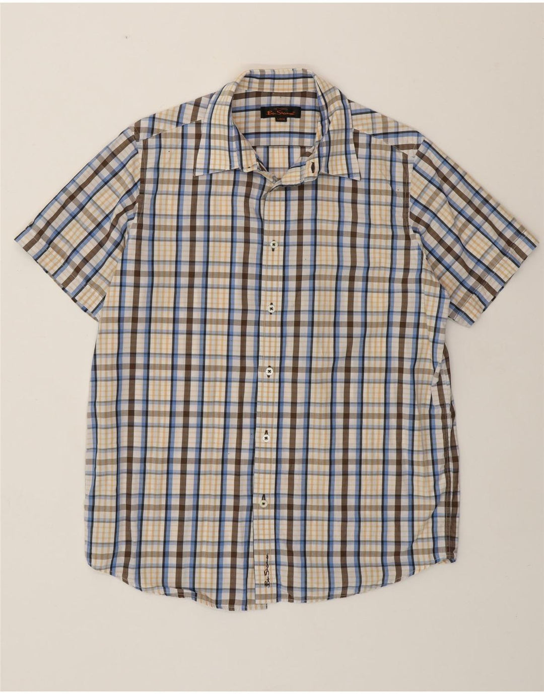 BEN SHERMAN Chemise à manches courtes pour homme en coton à grands carreaux multicolores