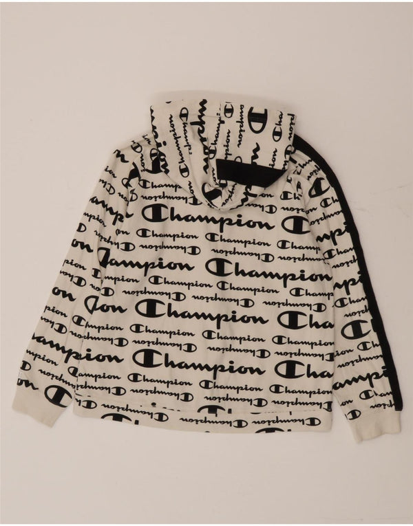Champion Boys Zip Hoodie Sweater 11-12 Years Large White Colourblock