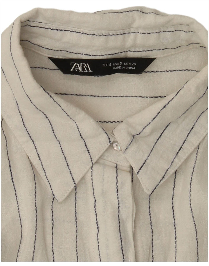 Zara Chemise longue surdimensionnée pour femme UK 10 Petites rayures blanches